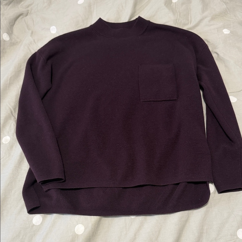 Banana Republic Women's Dark Purple Pocket Crewneck Sweater